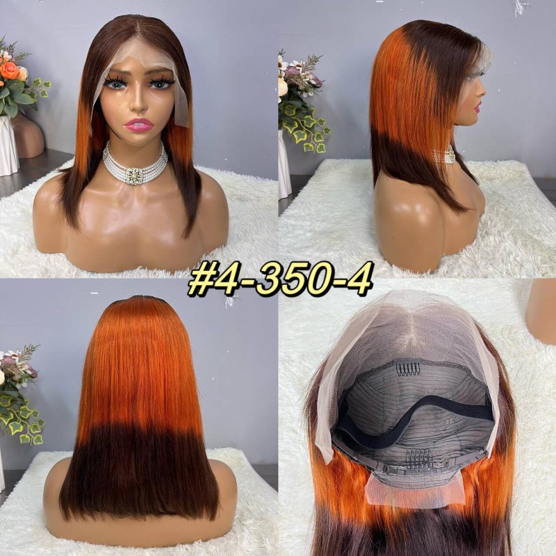 13x4 Straight Hair Colored BOB Lace Front Wig - 图片 17